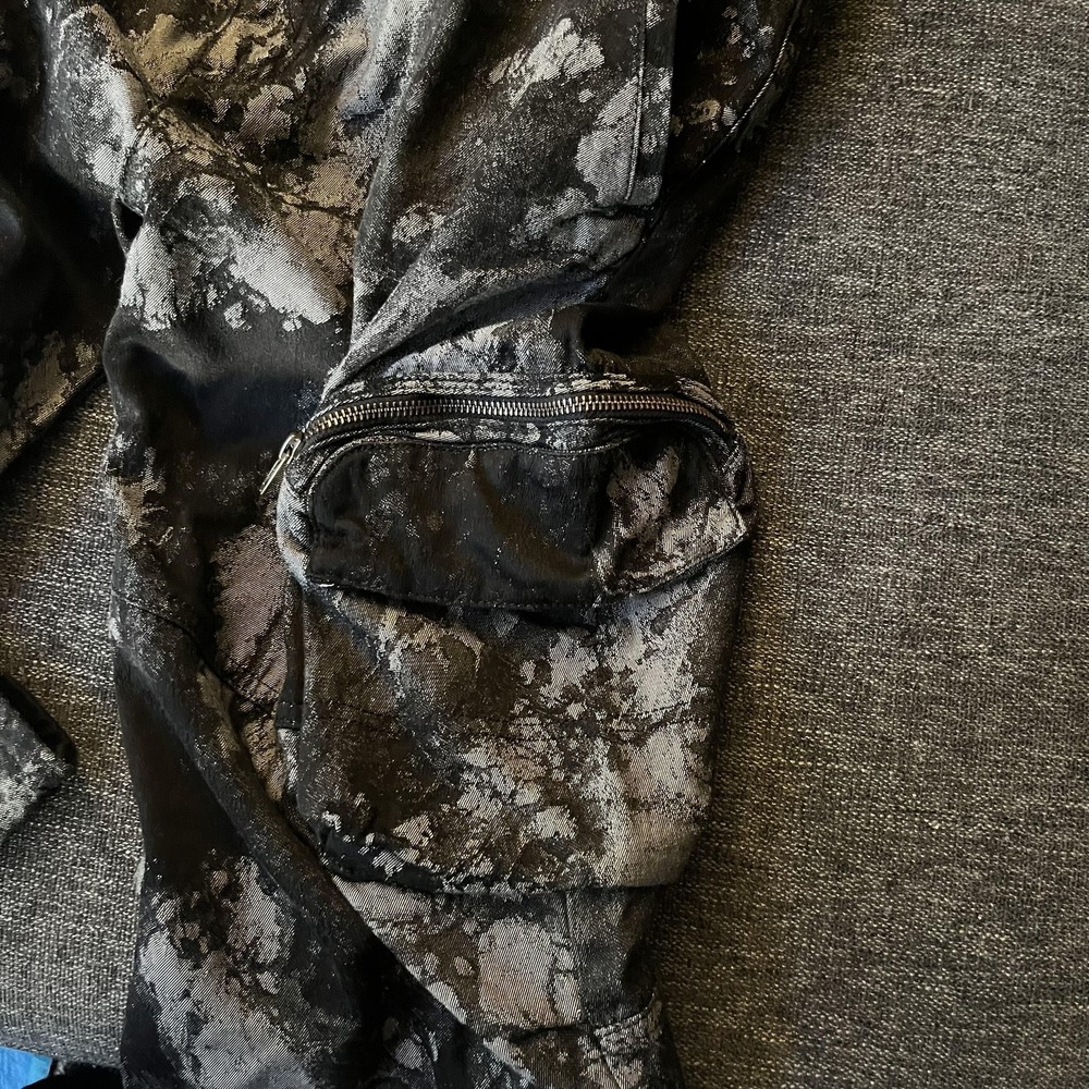 Prps Pants Mens 36x31 Black Camo Cargo Denim E109P14 Garment Dyed Streetwear - Picture 15 of 16